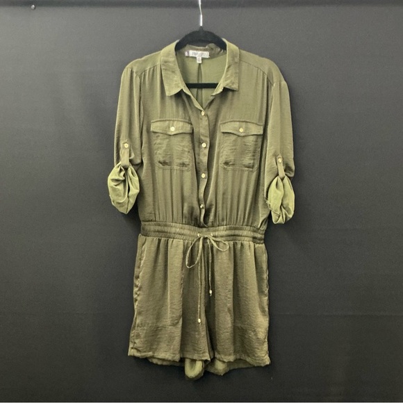 Jennifer Lopez Pants - Jennifer Lopez Utility-Style Olive Green Romper (Size M)